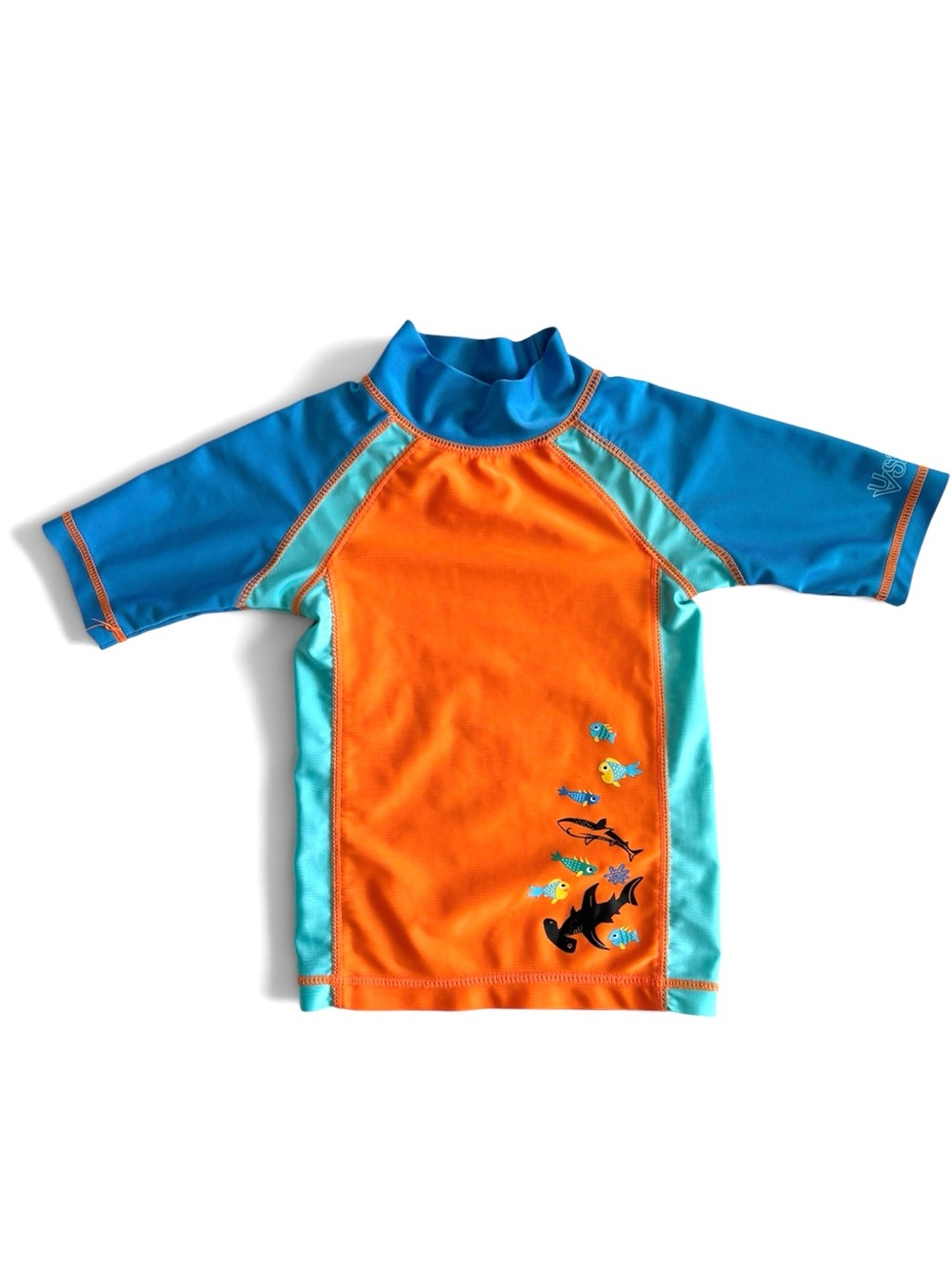 UV Skinz Kids Orange & Teal Rash Guard Swim Shirt UPF 50+